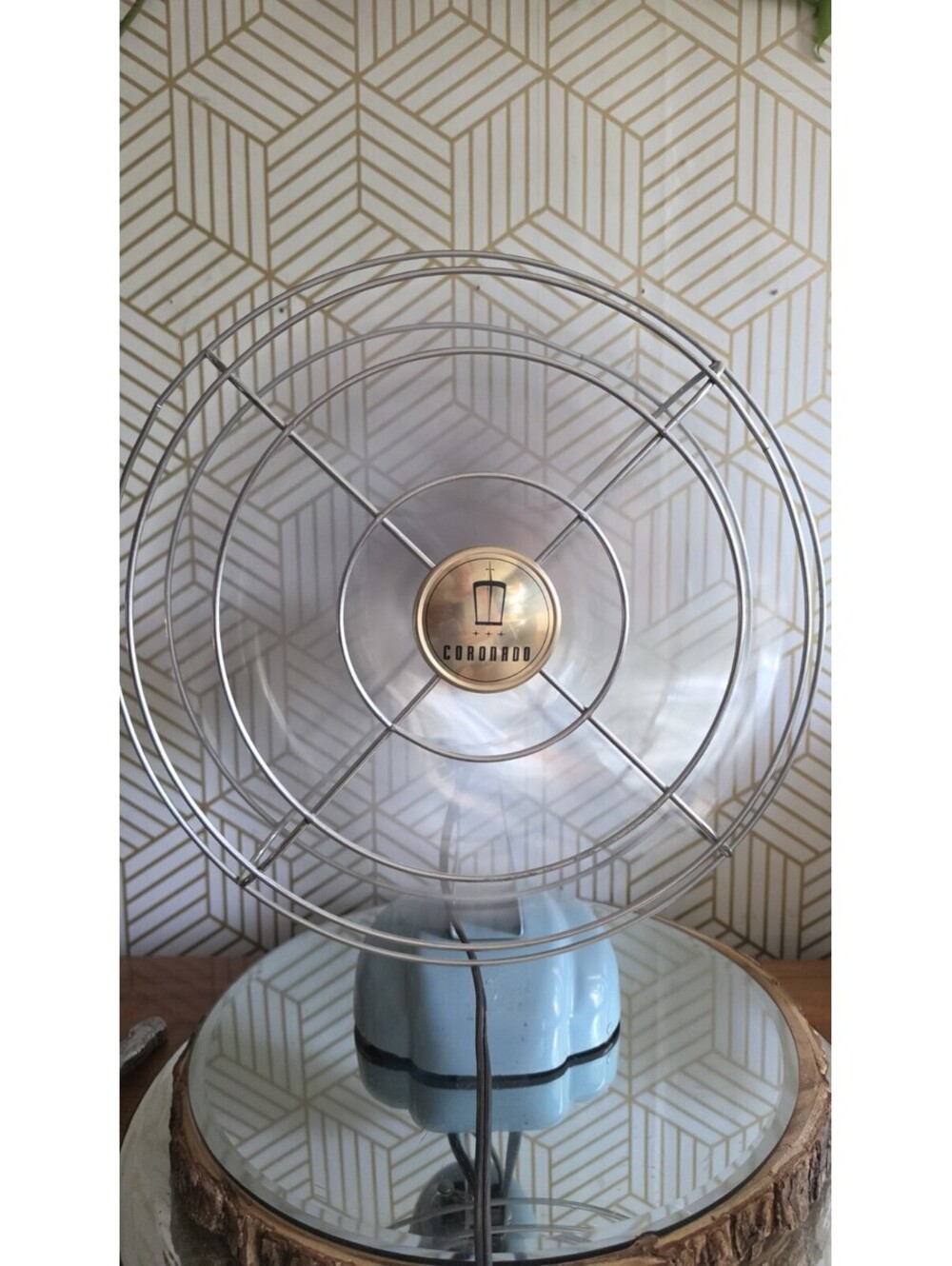 Vintage Blue Coronado Electric Oscillating Fan 12" Aluminum Blades Model 44-1004 - Picture 3 of 13
